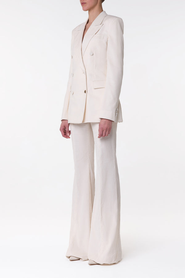 Gabriela Hearst Ianthe Flare Pant In Ivory Sea Island Cotton Corduroy