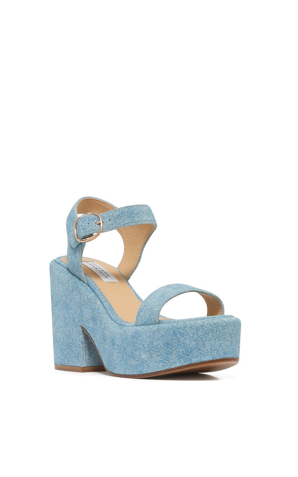 Gabriela Hearst Iman Platform Sandal In Light Blue Suede Denim