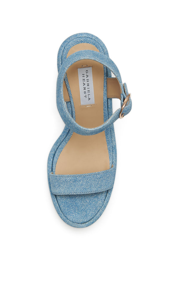 Gabriela Hearst Iman Platform Sandal In Light Blue Suede Denim