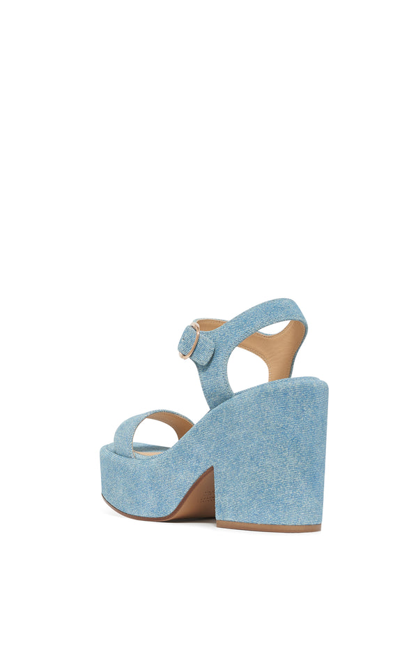 Gabriela Hearst Iman Platform Sandal In Light Blue Suede Denim