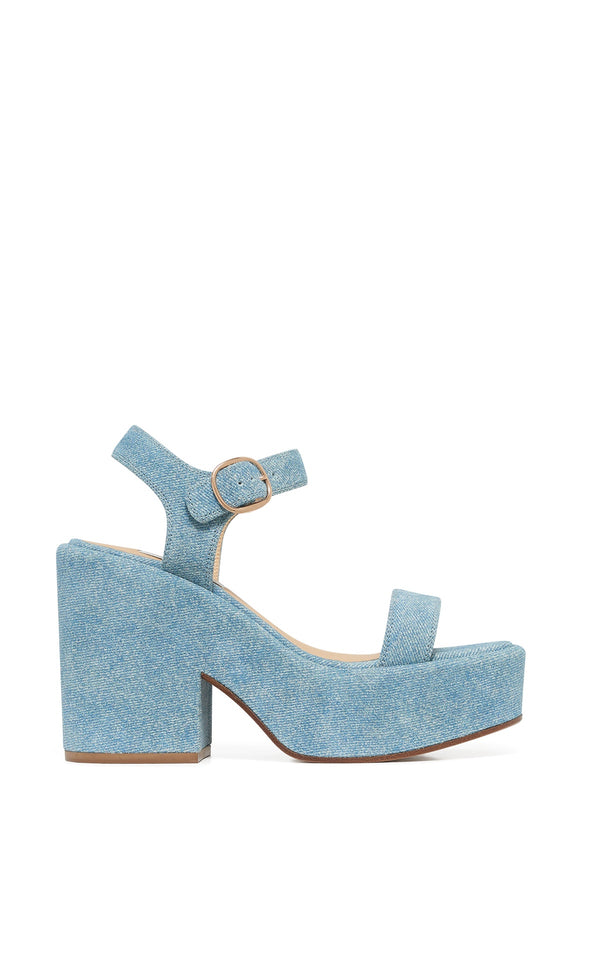 gabriela hearst Iman Platform Sandal in Light Blue Suede Denim
