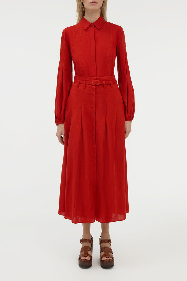 Gabriela Hearst Inga Blouse In Antelope Orange Aloe Linen