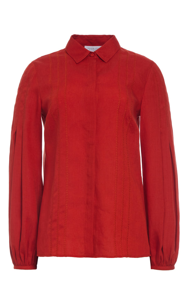 gabriela hearst Inga Blouse in Antelope Orange Aloe Linen