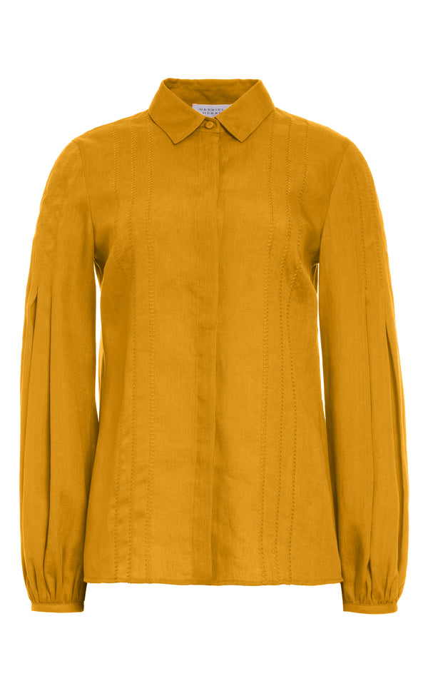 gabriela hearst Inga Blouse in Golden Birch Aloe Linen