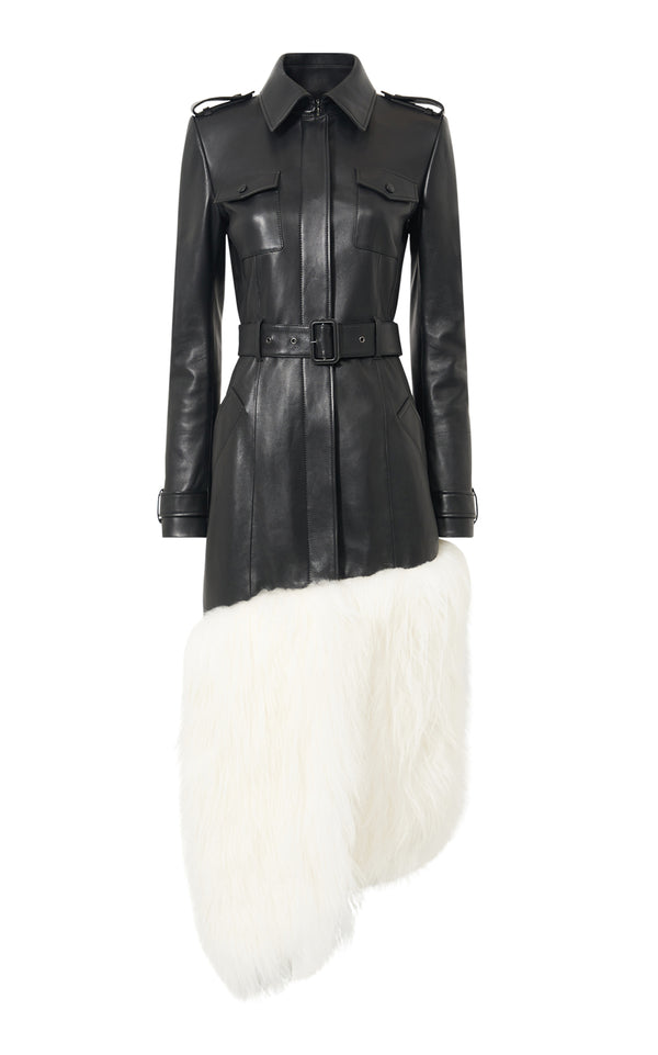 gabriela hearst Isak Trench Coat in Black Soft Leather & Ivory Cashmere Shearling