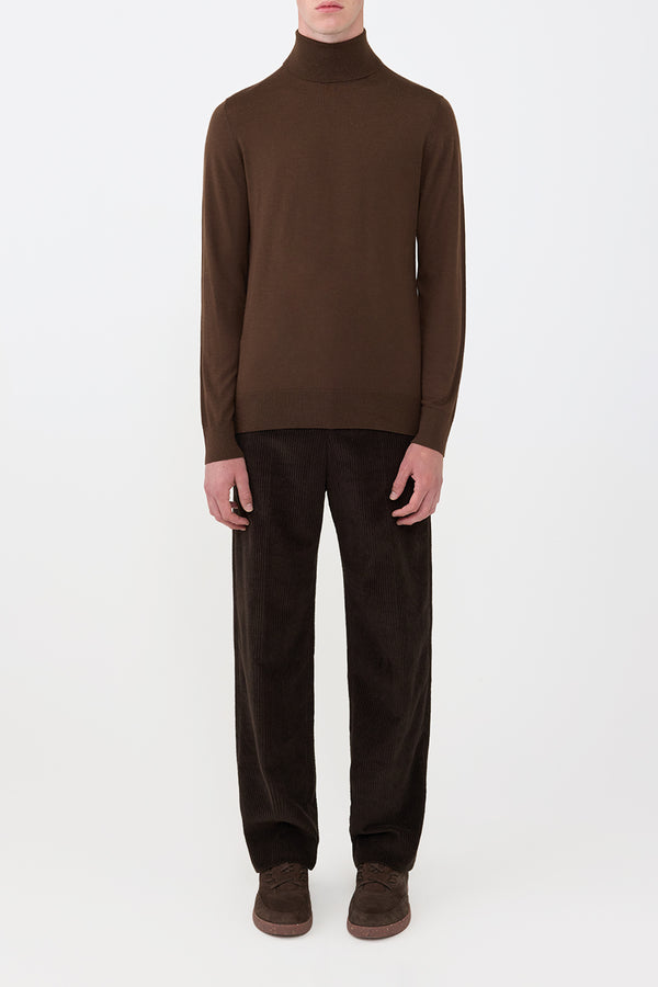 Gabriela Hearst Jermaine Knit Turtleneck In Chocolate Merino Wool