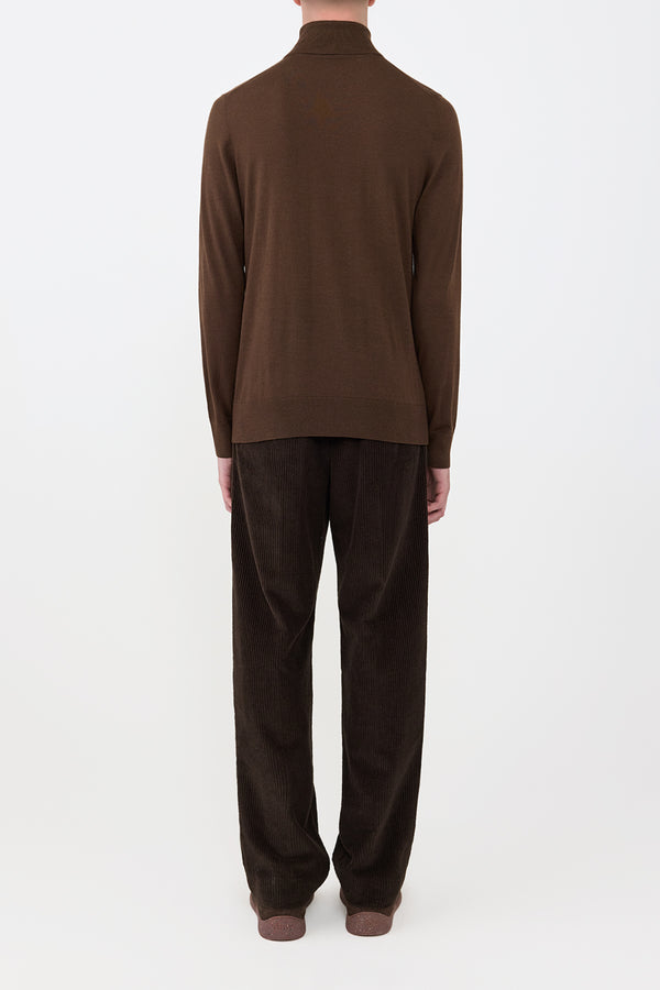 Gabriela Hearst Jermaine Knit Turtleneck In Chocolate Merino Wool
