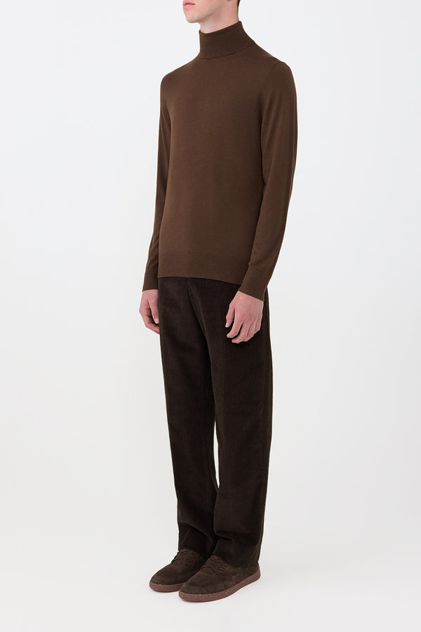 Gabriela Hearst Jermaine Knit Turtleneck In Chocolate Merino Wool