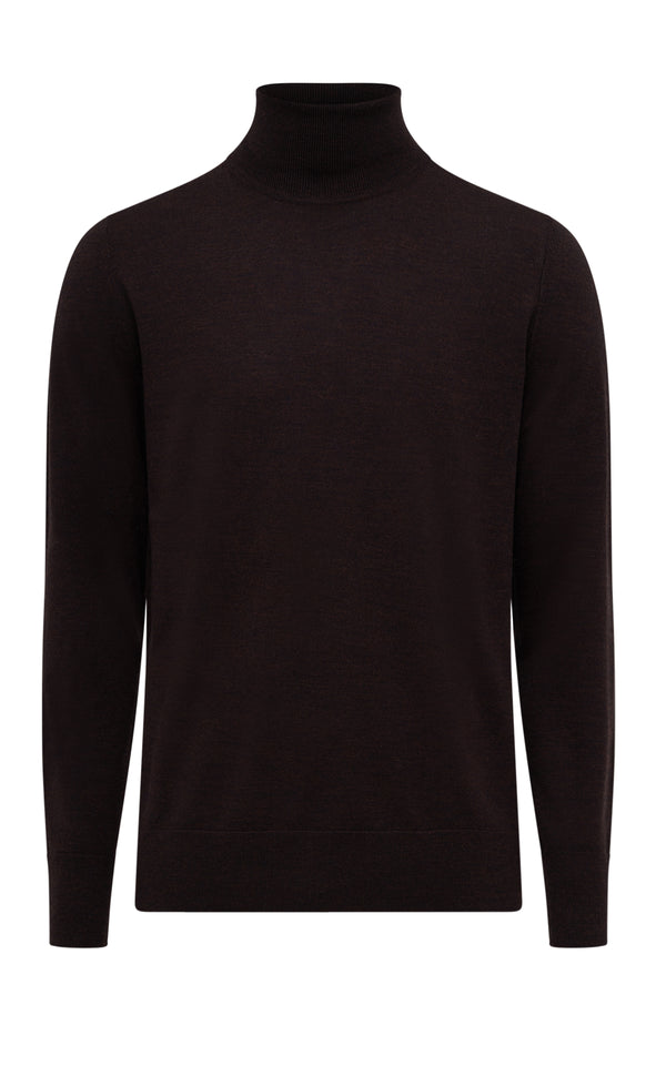 gabriela hearst Jermaine Knit Turtleneck in Chocolate Merino Wool