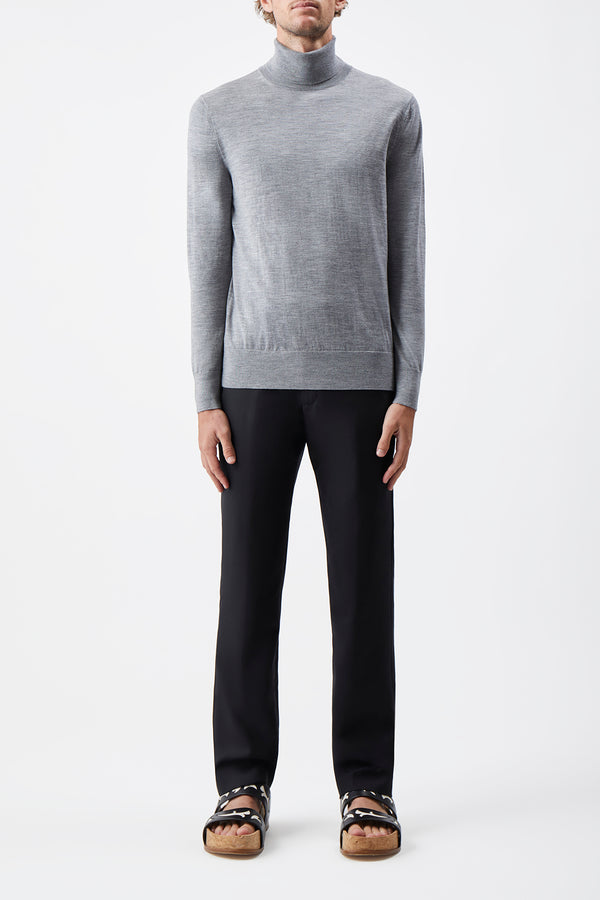 Gabriela Hearst Jermaine Knit Turtleneck In Heather Grey Merino Wool