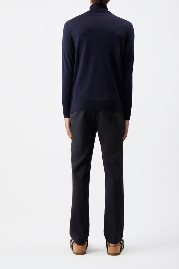 Gabriela Hearst Jermaine Knit Turtleneck In Navy Merino Wool