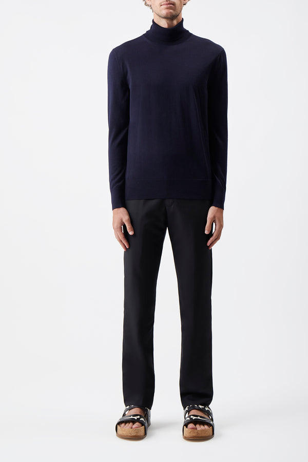 Gabriela Hearst Jermaine Knit Turtleneck In Navy Merino Wool