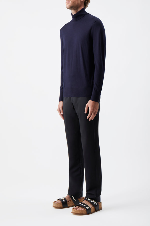 Gabriela Hearst Jermaine Knit Turtleneck In Navy Merino Wool