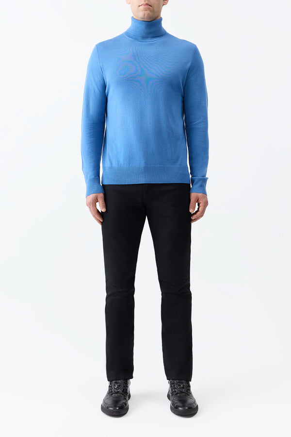 Gabriela Hearst Jermaine Knit Turtleneck In Sky Merino Wool