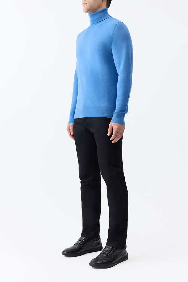Gabriela Hearst Jermaine Knit Turtleneck In Sky Merino Wool