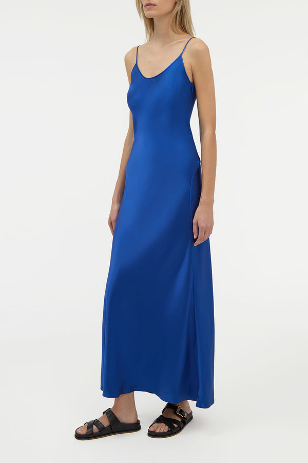 Gabriela Hearst Jesaba Slip Maxi Dress In Cobalt Silk Satin