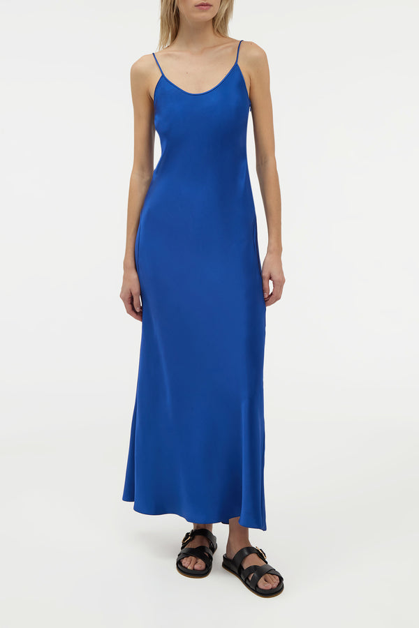 Gabriela Hearst Jesaba Slip Maxi Dress In Cobalt Silk Satin
