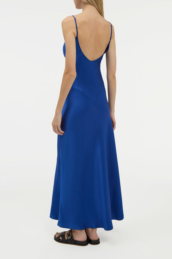 Gabriela Hearst Jesaba Slip Maxi Dress In Cobalt Silk Satin
