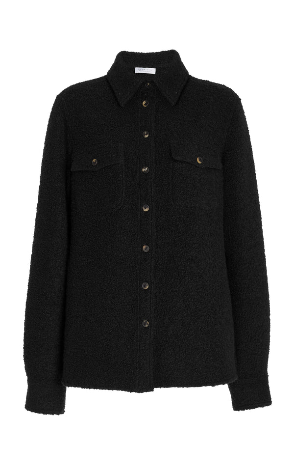 gabriela hearst John Austin Shirt in Black Recycled Cashmere Boucle