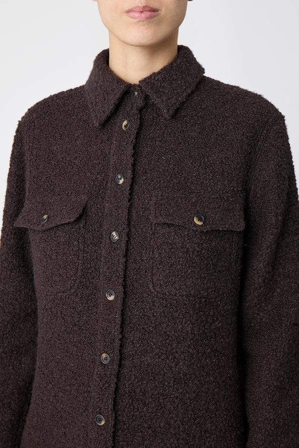 Gabriela Hearst John Austin Shirt In Chocolate Recycled Cashmere Boucle