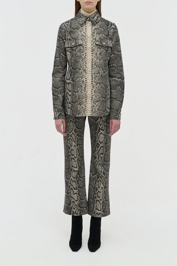 Gabriela Hearst John Austin Shirt In Greyscale Recycled Printed Cotton Denim