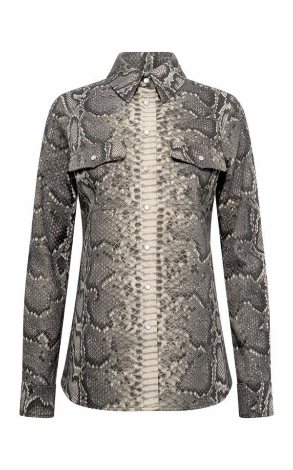 gabriela hearst John Austin Shirt in Greyscale Recycled Printed Cotton Denim