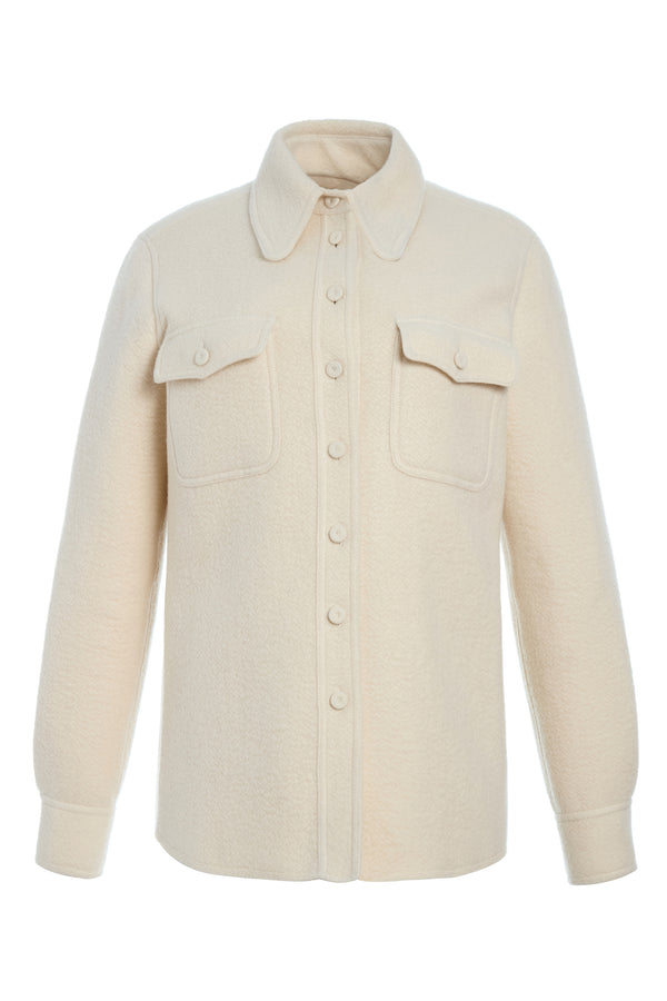 gabriela hearst John Austin Shirt in Ivory Double-Face Recycled Cashmere Felt