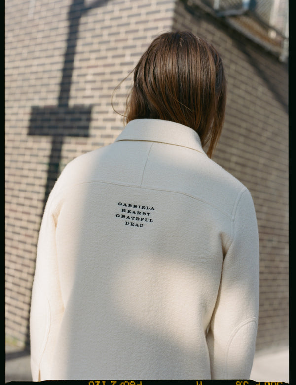 Gabriela Hearst John Austin Shirt In Ivory Double-Face Recycled Cashmere Felt