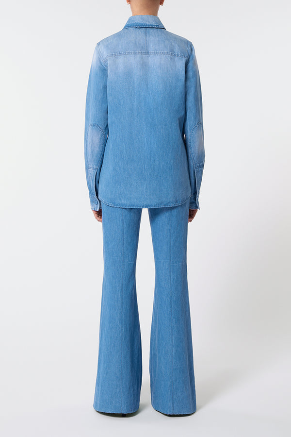 Gabriela Hearst John Austin Shirt In Light Blue Recycled Cotton Linen Denim