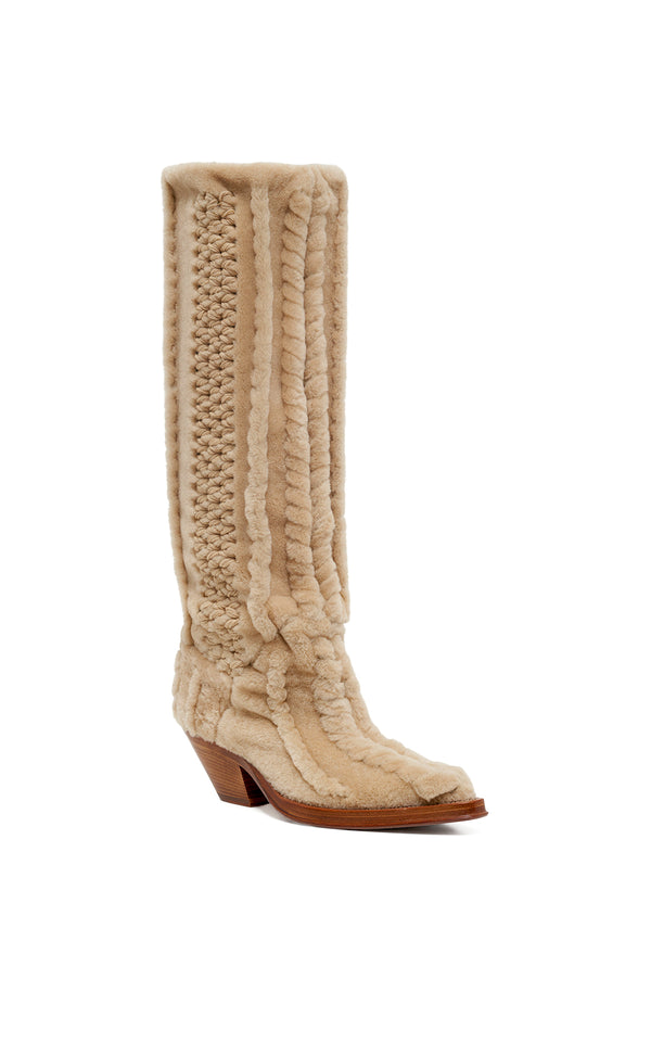 Gabriela Hearst Joseph Tall Boot In Natural Cashmere & Shearling