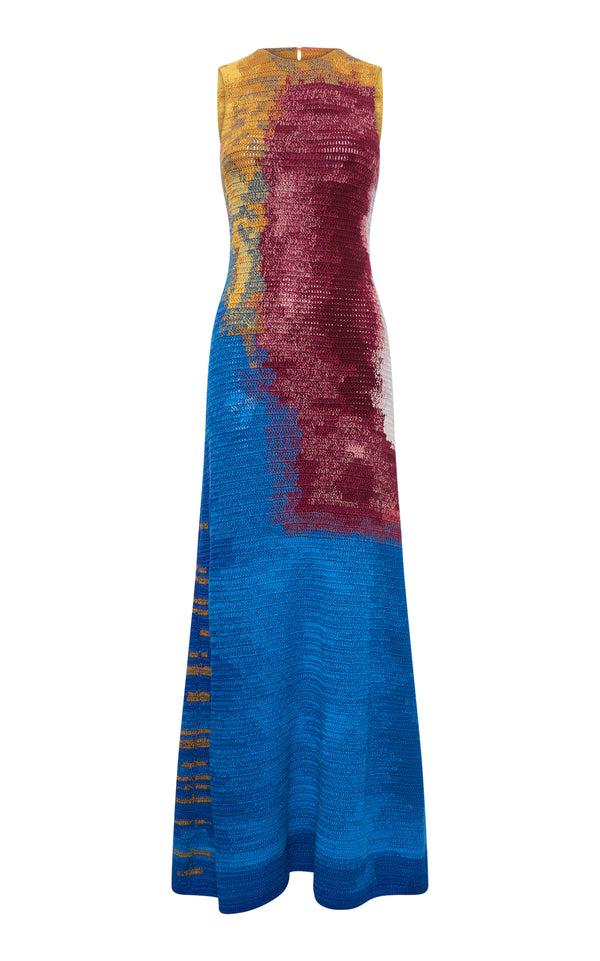 gabriela hearst June Crochet Maxi Dress in Aurora Multi Cashmere