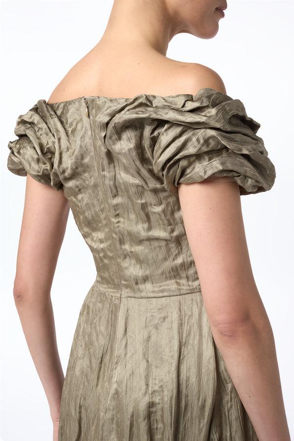 Gabriela Hearst Juniper Maxi Dress In Gunmetal Metallic Silk