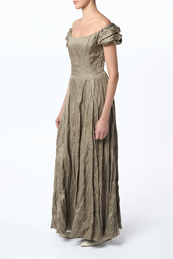 Gabriela Hearst Juniper Maxi Dress In Gunmetal Metallic Silk