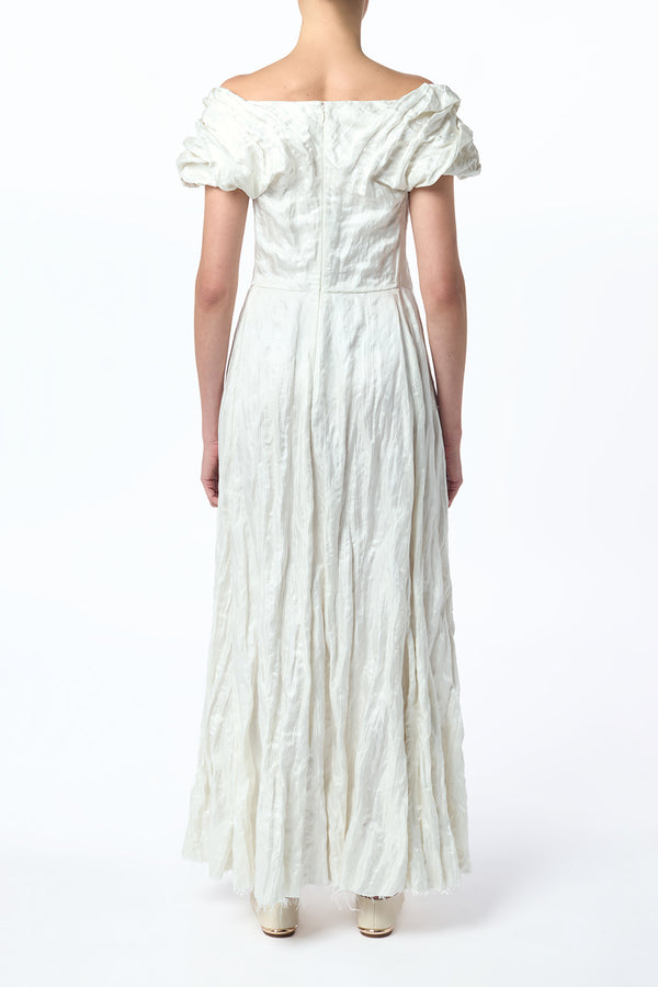 Gabriela Hearst Juniper Maxi Dress In Ivory Metallic Crinkled Silk