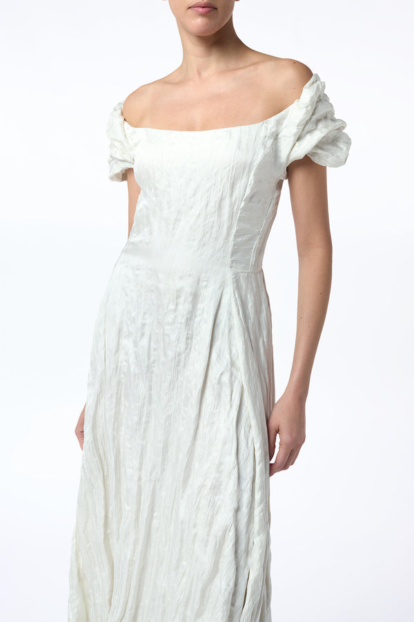 Gabriela Hearst Juniper Maxi Dress In Ivory Metallic Crinkled Silk