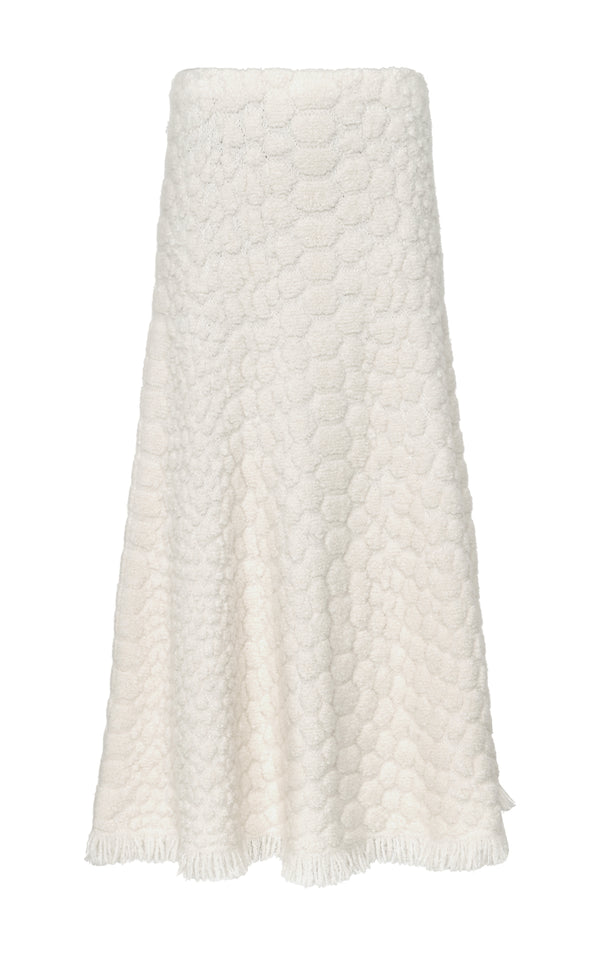 gabriela hearst Kanta Fringe Knit Midi Skirt in Ivory Cashmere