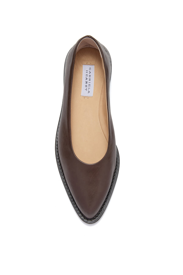 Gabriela Hearst Kati Ballerina Flat Shoe In Chocolate Leather