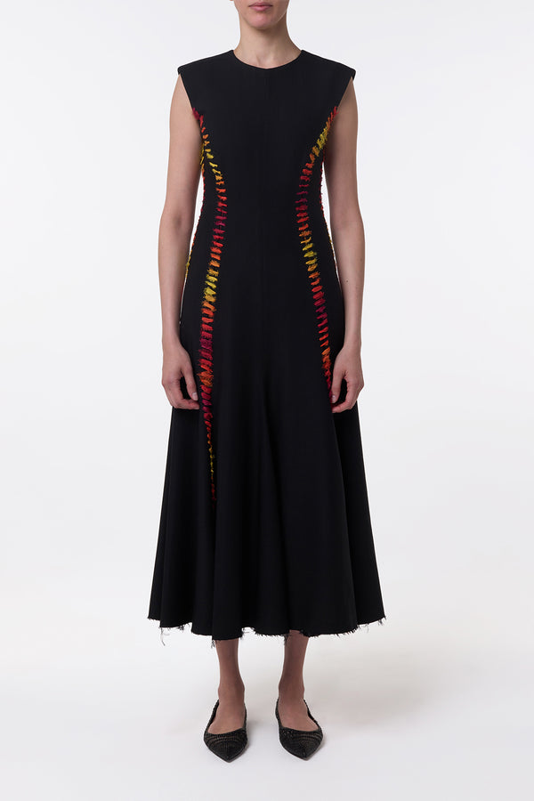 Gabriela Hearst Kendal Laces Midi Dress In Black Wool