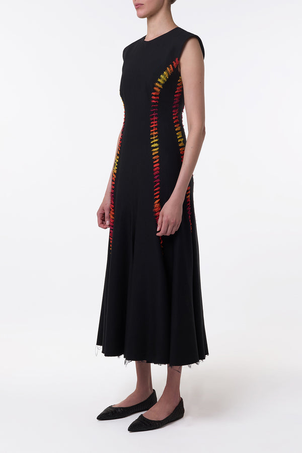 Gabriela Hearst Kendal Laces Midi Dress In Black Wool