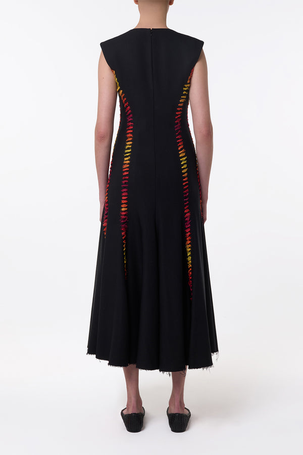 Gabriela Hearst Kendal Laces Midi Dress In Black Wool