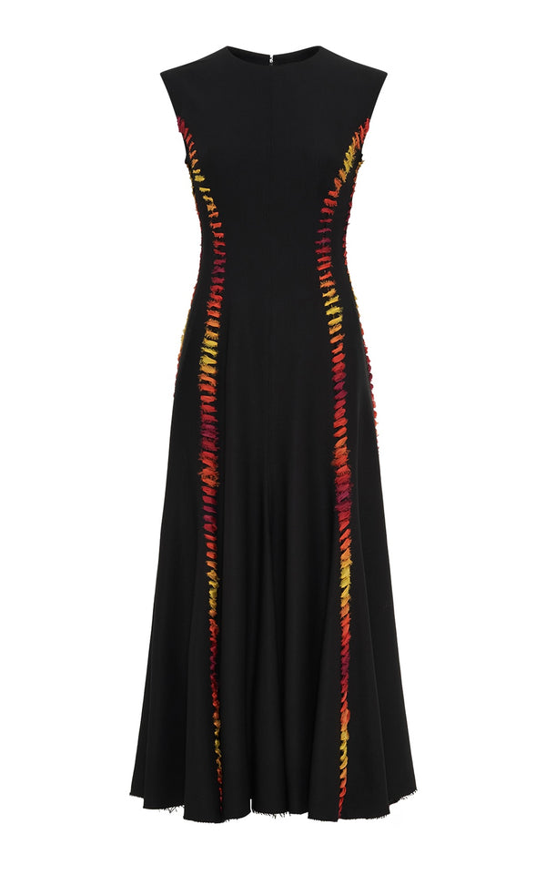 Gabriela Hearst Kendal Laces Midi Dress In Black Wool