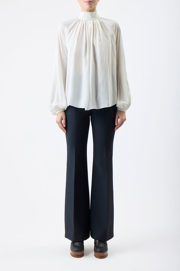 Gabriela Hearst Kiian Pleated Top In Ivory Silk Georgette Twill