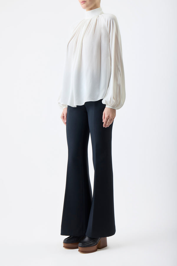 Gabriela Hearst Kiian Pleated Top In Ivory Silk Georgette Twill