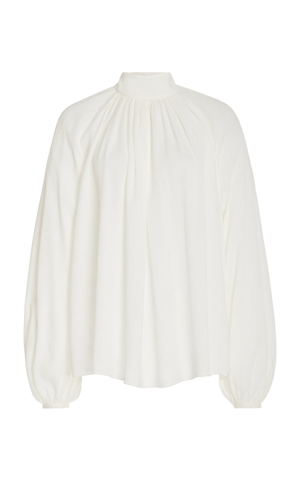 gabriela hearst Kiian Pleated Top in Ivory Silk Georgette Twill