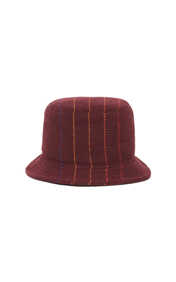 gabriela hearst Kiran Bucket Hat in Burnt Sienna Multi Pinstripe Wool Cashmere