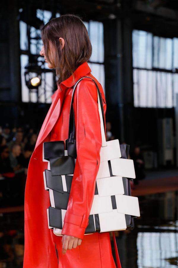 Gabriela Hearst Laquered Patchwork Tote Bag In Black & Ivory Leather