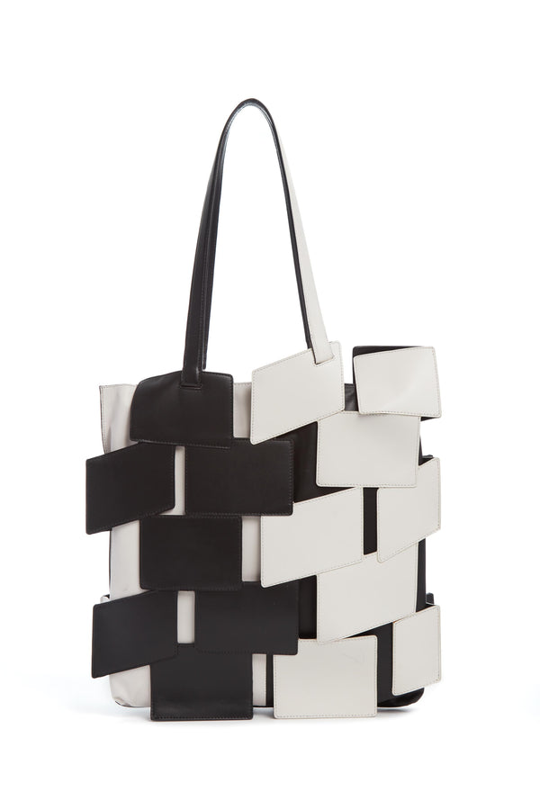 Gabriela Hearst Laquered Patchwork Tote Bag In Black & Ivory Leather