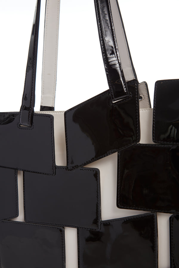 Gabriela Hearst Laquered Patchwork Tote Bag In Black Lacquered Leather