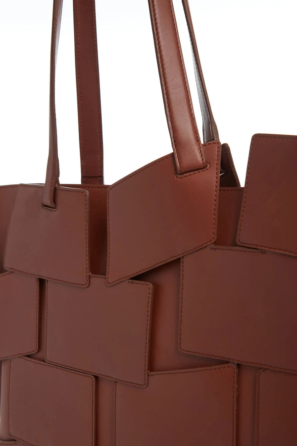 Gabriela Hearst Laquered Patchwork Tote Bag In Cognac Leather