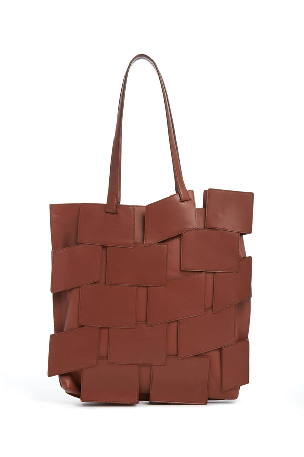 Gabriela Hearst Laquered Patchwork Tote Bag In Cognac Leather